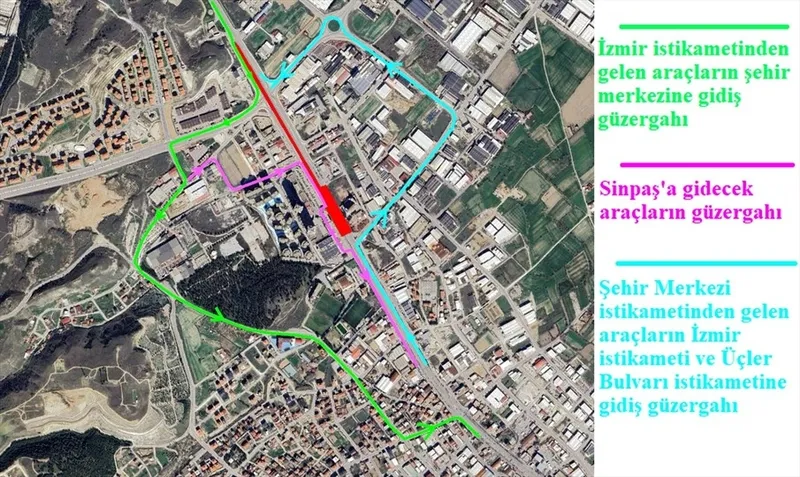 Menderes Bulvarı yaya üst geçidi çalışması nedeniyle trafiğe kapatılacak